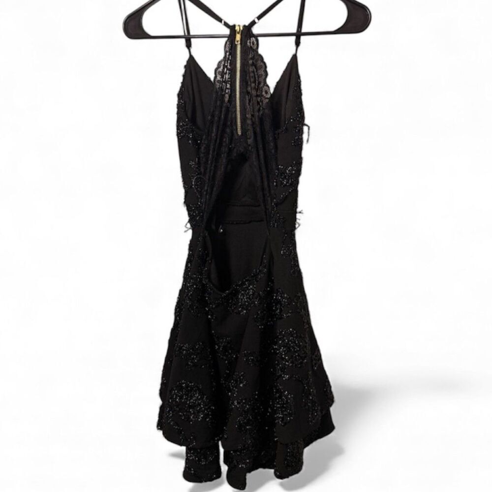 Emerald Sundae, Black Glitter Mini Dress, Juniors Size XS, (NWOT) (Flawed) - Picture 5 of 7